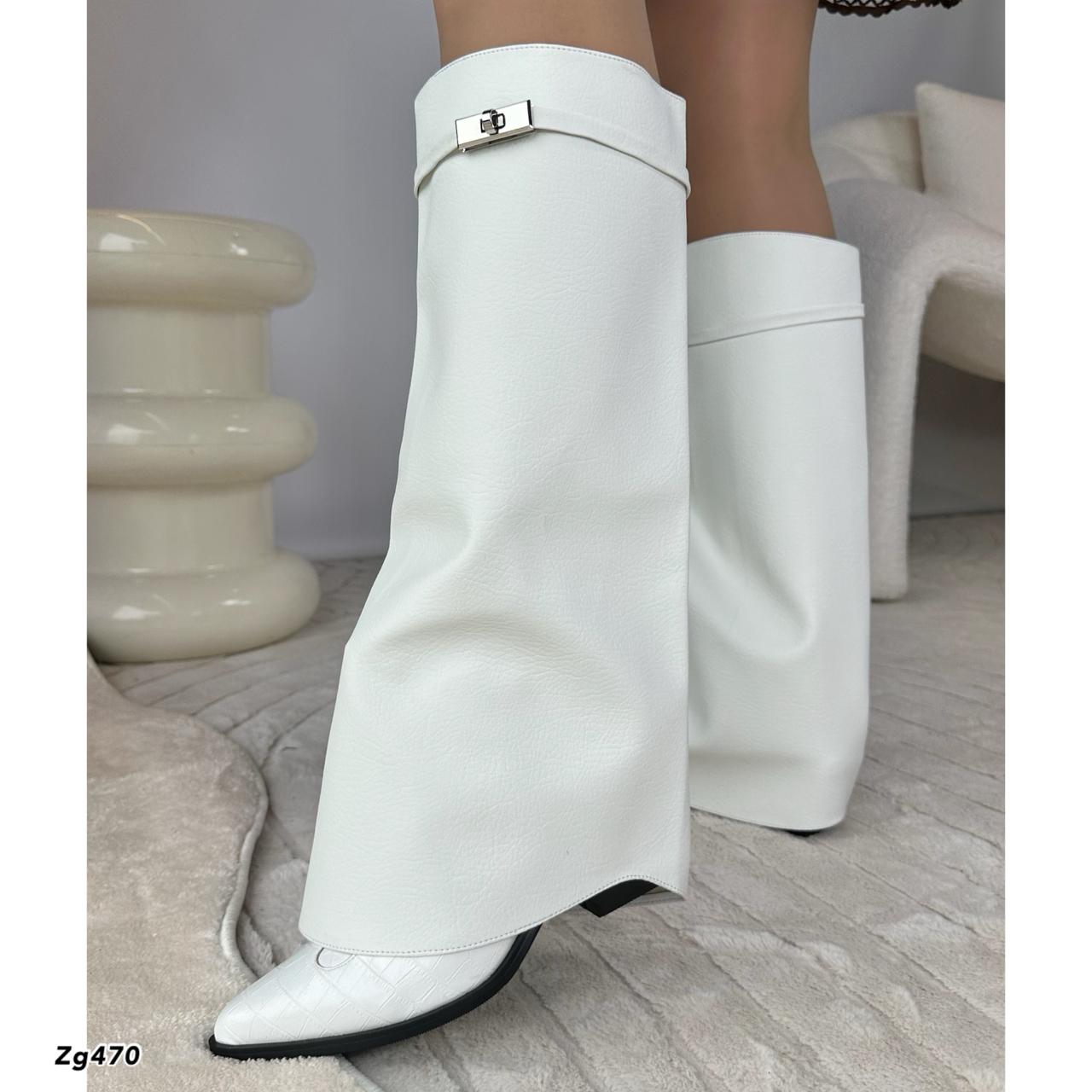 Bota texana textura blanco tacon 6cm BT06# C-1